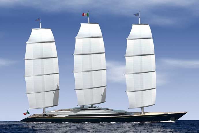 Perini Navi unveils new 102m Falcon Rig superyacht concept